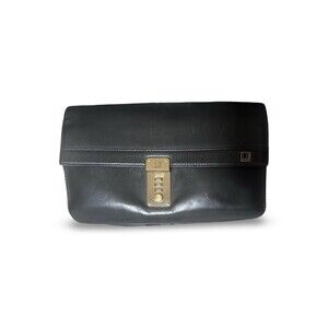 Authentic dunhill  Leather Second bag Clutch bag Black working lock